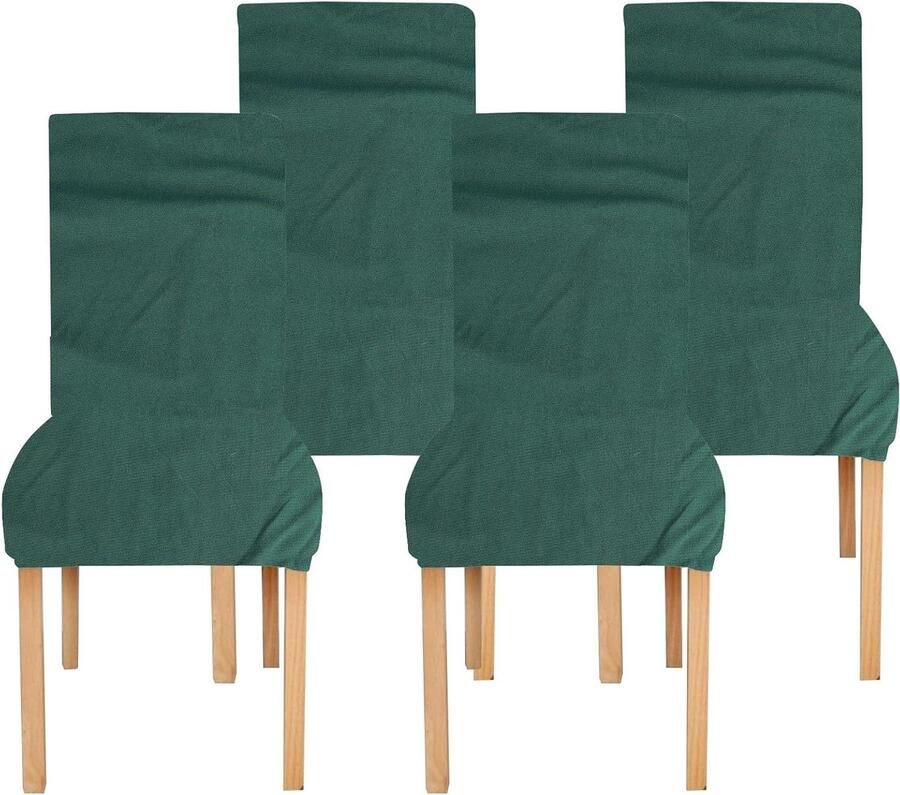 Allecto Plus 4 stuks Stoelhoezen voor hotel en restaurant in groen Rekbaar polyester en spandex Afneembaar en wasbaar