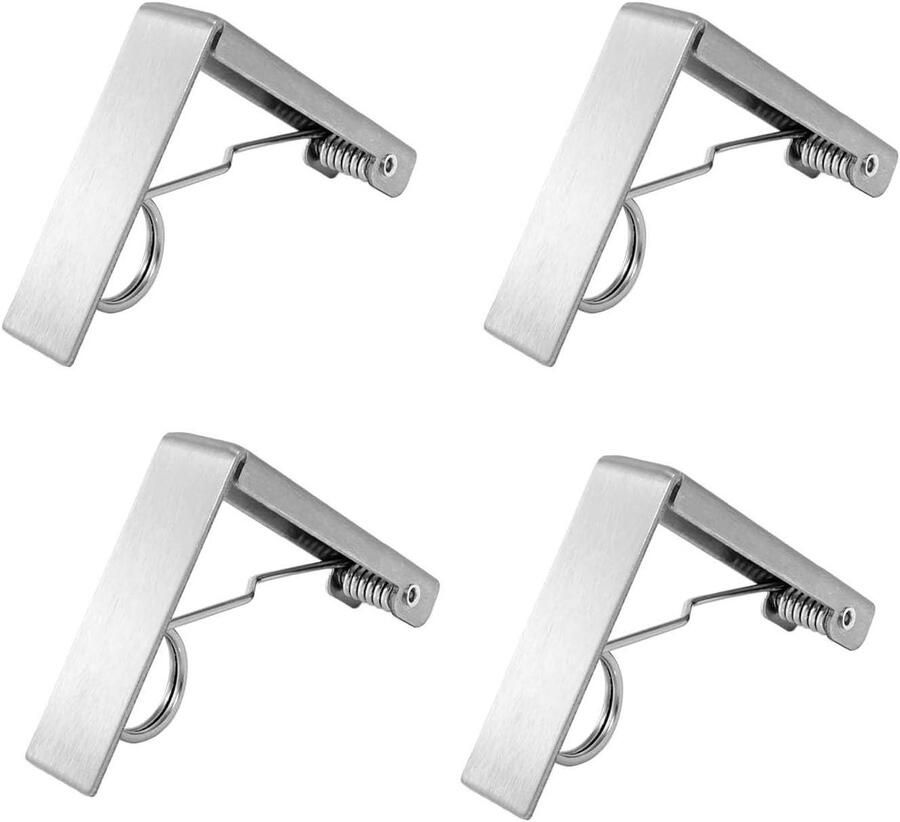 Allecto Plus 4 stuks tafelclips tafelklemmen roestvrij staal voor tafelkleden geschikt voor eettafels en tuintafels binnen en buiten