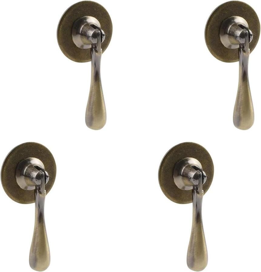 Allecto Premium Traanvormige kasttrekken 4 stuks zelfklevende hanger handgrepen Zinklegering knoppen Meubeldecoratie Groen brons Inclusief stickers
