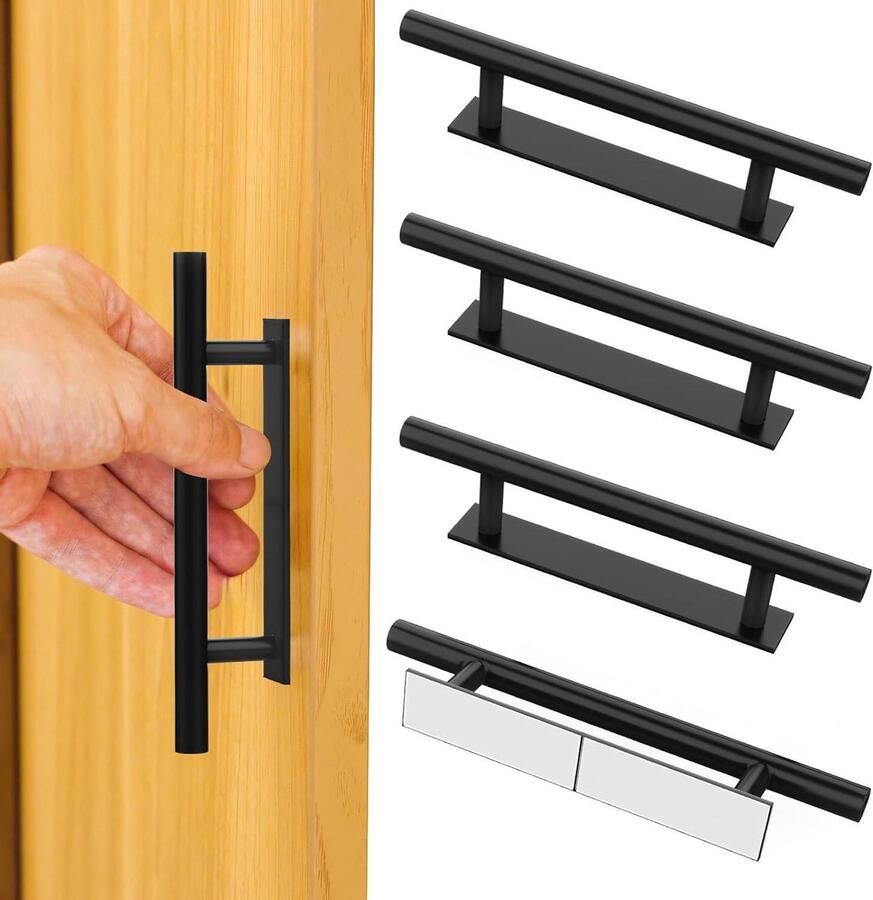 Allecto Plus 4 stuks Zelfklevende Kastgrepen Zwart ABS-kunststof Ladegrepen voor Deuren Ramen Kasten en Laden