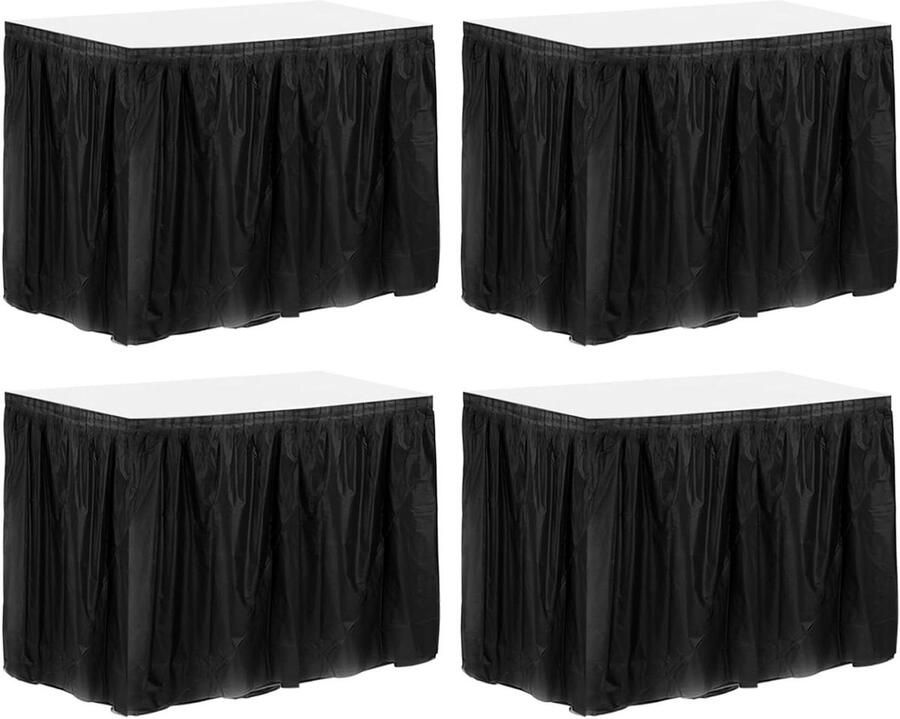Allecto plus 4 stuks zwarte kunststof tafelrokken 73 cm x 35 meter tafeldecoratie voor rechthoekige tafels wegwerp tafelkleden voor feesten