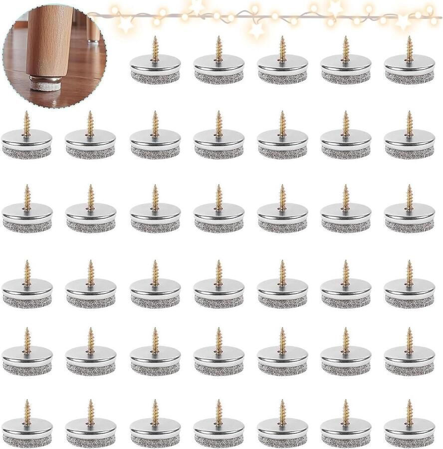 Allecto Plus 40 Stuks Meubelglijders 22mm voor Stoelen Viltglijders Stoel Laminaat Parket Tegels Bescherming en Vloerbescherming