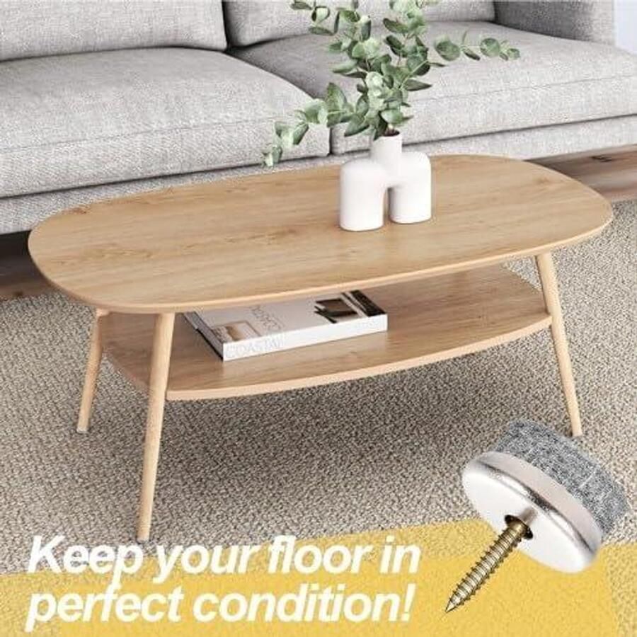 Allecto Plus 40 stuks vilten stoelpootdoppen 22 mm Vloerbeschermers voor meubelpoten Grijs Laminaat en Parket Set van meubelpootkussens