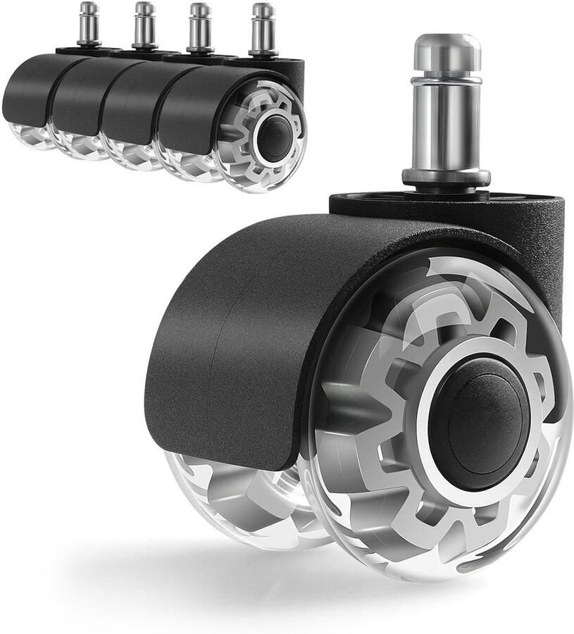 Allecto Plus 5-delige Set Bureaustoelwielen 11 x 22 mm Voor Gamingstoelen Harde Vloeren Parket Tapijt Laminaat Geen Krassen