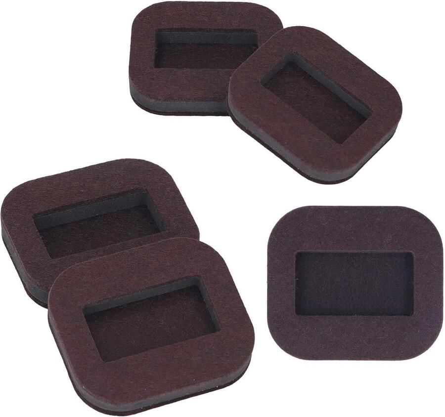 Allecto plus 5 Rechthoekige Vilten Caster Cups voor Office Chair Wielen Universeel Fit Bescherming voor Houten Vloeren Set van 5 Gebedskleur Bruin