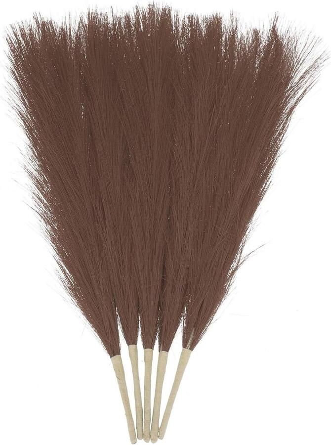 Allecto plus 5 stuks gedroogd pampasgras 43 cm decoratie herfst thuis bruiloft donkerbruin kunstmatig pluizig vloeren tafel vaas zoekwoorden: decoratie herfst bruiloft