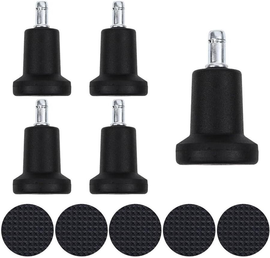 Allecto Plus 5 stuks vaste poten voor draaistoelen met krasbestendig vilt Reservepoten voor stoelen Vervanging bureaustoel wielen Geschikt voor thuis- en kantoormeubels