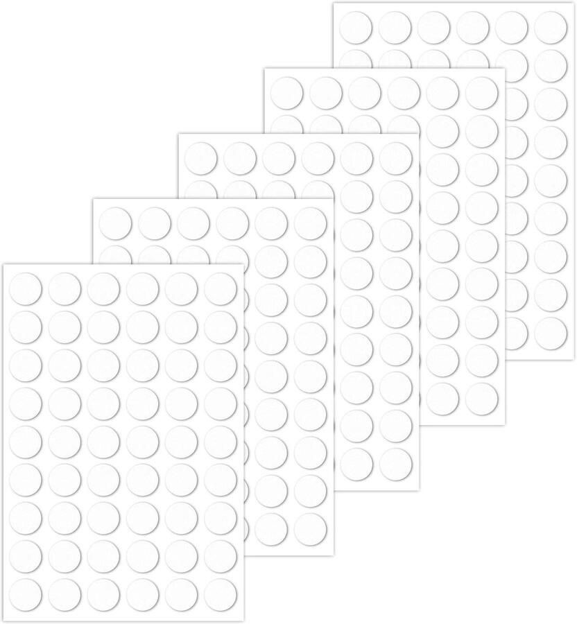 Allecto Plus 5 vellen zelfklevende schroefgatdeksels 270 stuks wit voor houten meubels kast lade duurzaam en praktisch