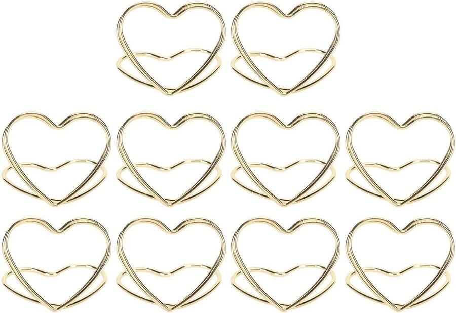 Allecto Plus 50 Stuks Plaatskaarthouder Hartvorm Nummerhouder voor Tafel Fotohouder voor Bruiloft en Babyshower