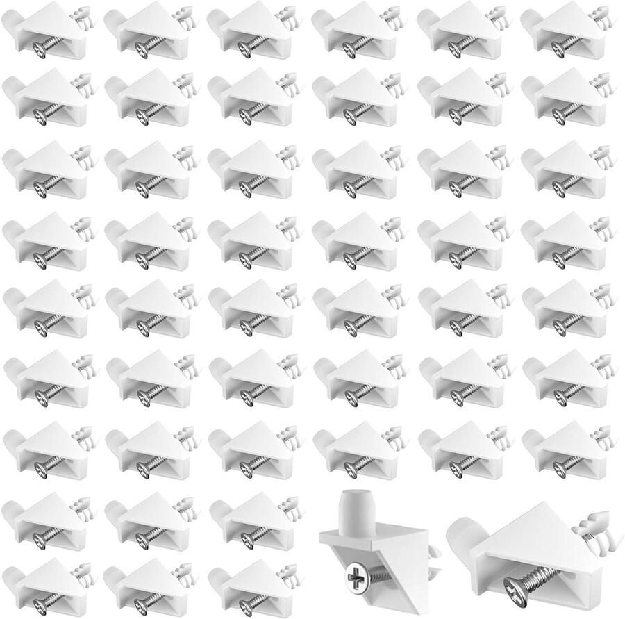 Allecto Plus 50 stuks plankdragers 5 mm wit 90° geregeld inlegplankhouder geschikt als reserveonderdeel voor kledingkast plankdragers voor legplanken