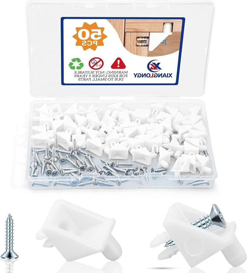 Allecto Plus 50 stuks plankdragers 5 mm wit Reserveonderdeel voor IKEA PAX Kunststof plankhouders voor meubelkasten Kledingkasten Boekenplanken