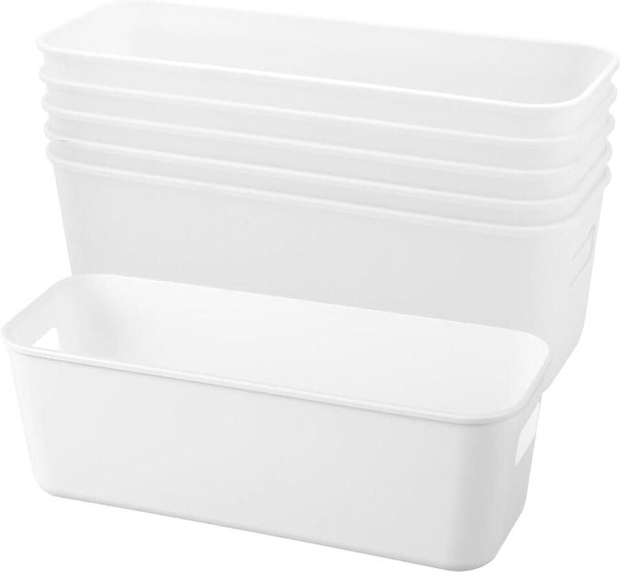 Allecto plus 6-delige Opbergdozen Set voor Keukenkast en Badkamer Multifunctionele Organizers Opbergmanden met Handgrepen Cosmetica en Kinderkamer Organizers