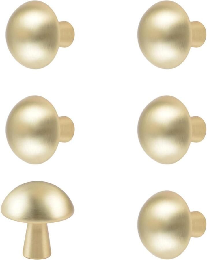 Allecto plus 6-pack ronde paddestoel lade knoppen creatieve kasttrekken voor dressoir en kledingkast Zinklegering knoppen multifunctioneel deurmeubels