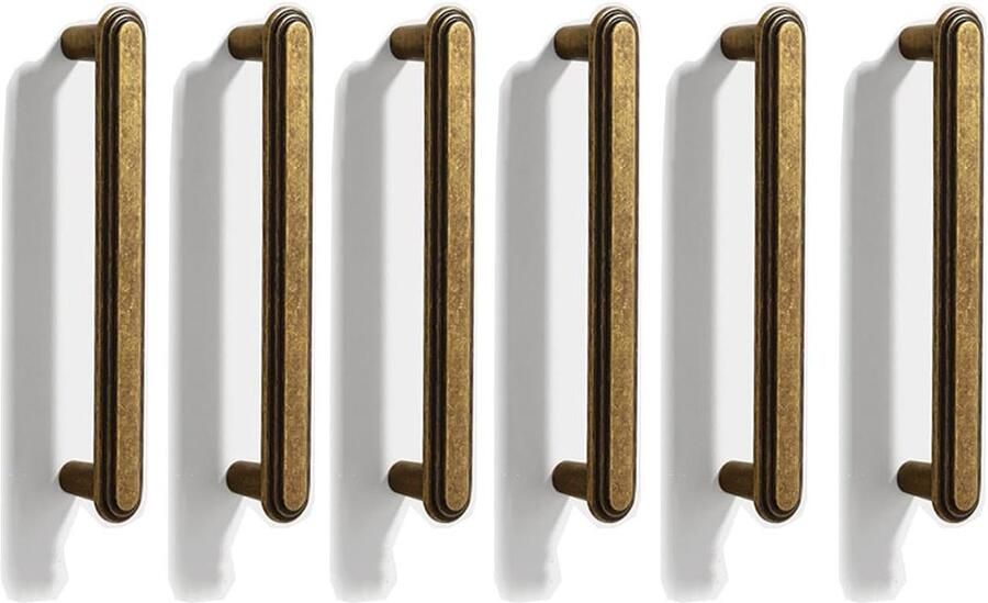 Allecto Plus 6 stuks Antieke Messing Kast Pulls Vintage Keuken Handgrepen Retro Lade Pulls met een lengte van 128mm