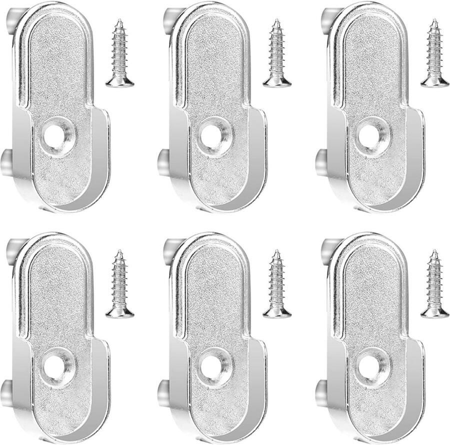 Allecto Plus 6 stuks Kleding Rail Houder Closet Buis Opslag Zilveren Garderobe Staaf Beugel 15mm Met Schroeven Gepolijst