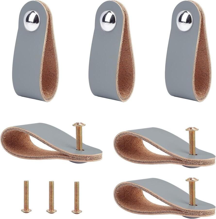 Allecto plus 6 stuks lederen ladetrekker Scandinavisch design meubelgreep 141 x 24 5 mm grijs