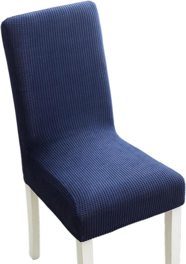 Allecto Plus 6 stuks Marineblauwe Stoelhoezen Elastisch Afneembaar en Wasbaar Modern Design Voor Hotel Banket Keuken Restaurant Huis Bruiloft