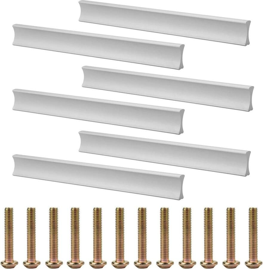Allecto Plus 6 stuks meubelgrepen aluminium zilver 128 mm gatafstand inclusief schroeven voor kasten laden kledingkasten en keukens