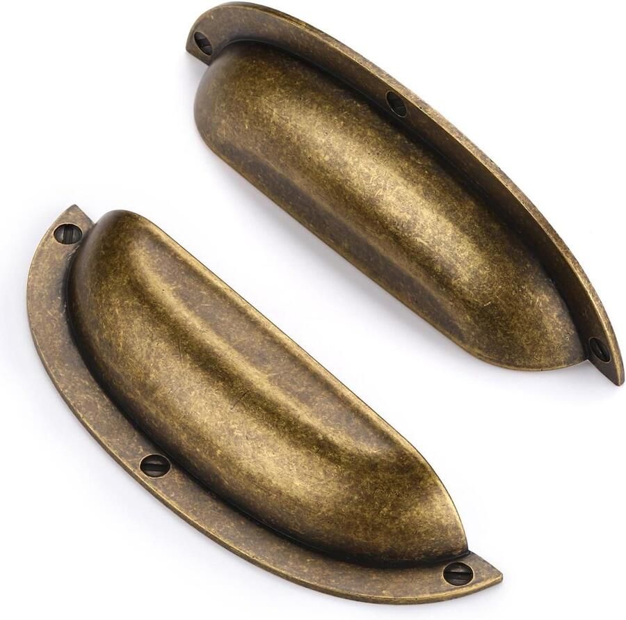 Allecto Plus 6 stuks vintage halvemaanvormige ladegrepen voor lades kasten en dressoirs 96mm boorgat afstand