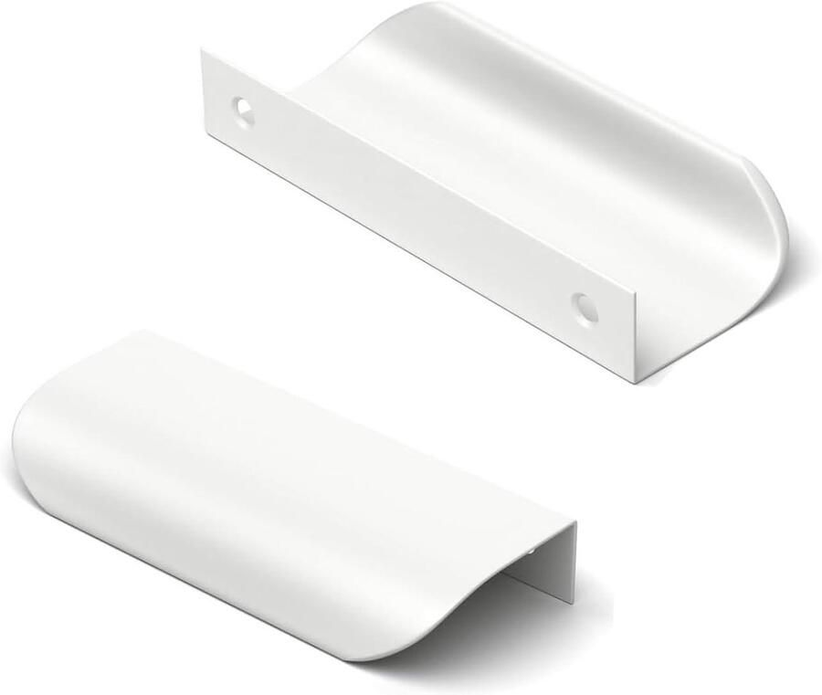 Allecto Plus 6 stuks Witte Verborgen Keukengrepen Meubelgreep Onzichtbare Pull Handvat voor Keukenkasten 64mm Modern Design Set van 6 Stuks