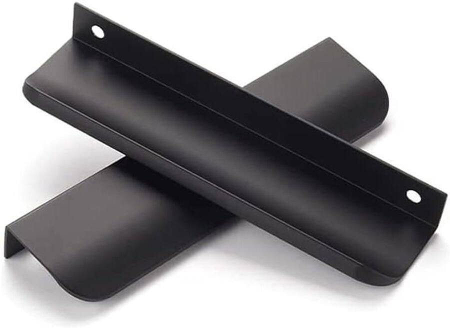 Allecto plus 6 stuks Zwart Verborgen Keukengrepen Meubelgreep Onzichtbare Pull Handvat voor Keukenkast 128mm Lang Stijlvol Design met Verbeterde Functionaliteit