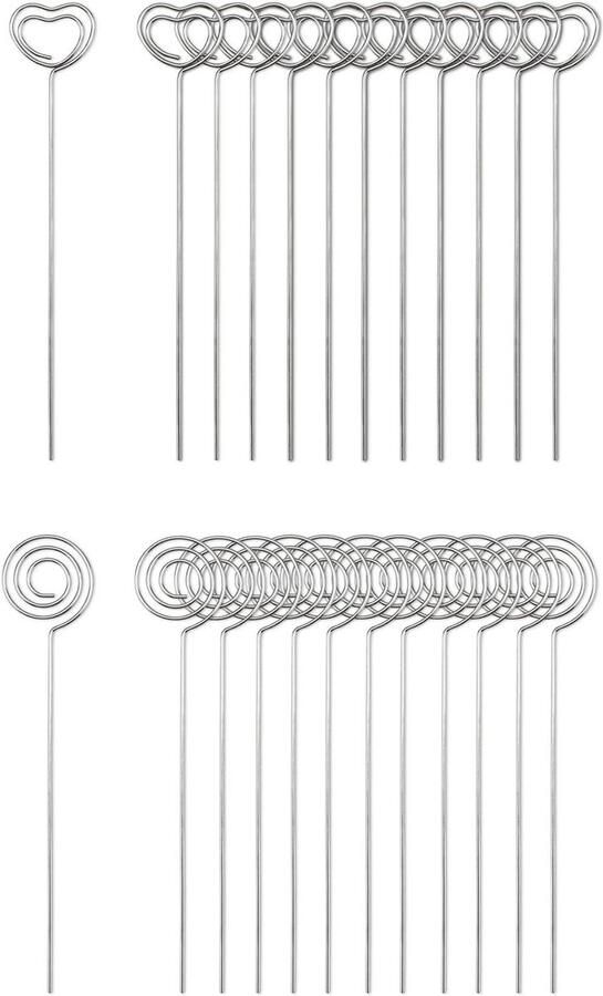 Allecto plus 60 stuks metalen memo clip kaarthouders voor bruiloft taart decor rond en hartvormig tafel nummer clips met foto houder