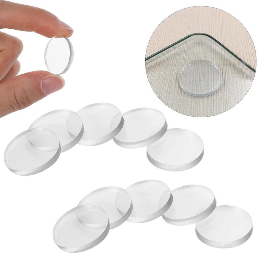 Allecto Plus 75 stuks transparante anti-slip bumper pads voor glazen tafelblad 20 mm niet-plakkend rubberen pads tafelblad spacer tafelstoppers voor glazen desktops