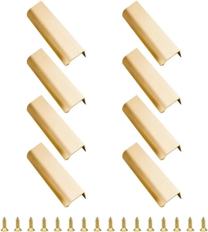Allecto plus 8 Pack Moderne Stijl Meubel Handgrepen met Vingerrand in Goud Keuken Lade Knoppen
