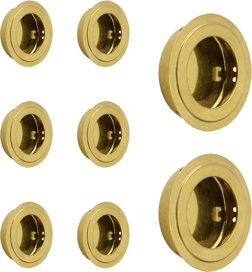 Allecto plus 8 stuks gouden ronde verzonken handgrepen van roestvrij staal voor kasten dressoirs en laden