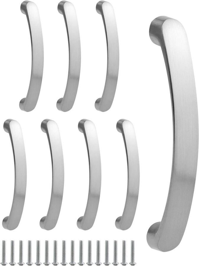 Allecto Plus 8 stuks keukendeurgrepen geborstelde handgrepen kastgrepen aluminiumlegering 96 mm gatafstand