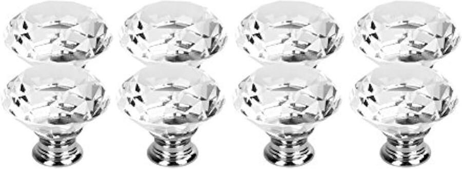 Allecto plus 8 stuks Kristallen knoppen 40 mm voor Kast en Lade Kristalglas M?belknoppen met Handgrepen