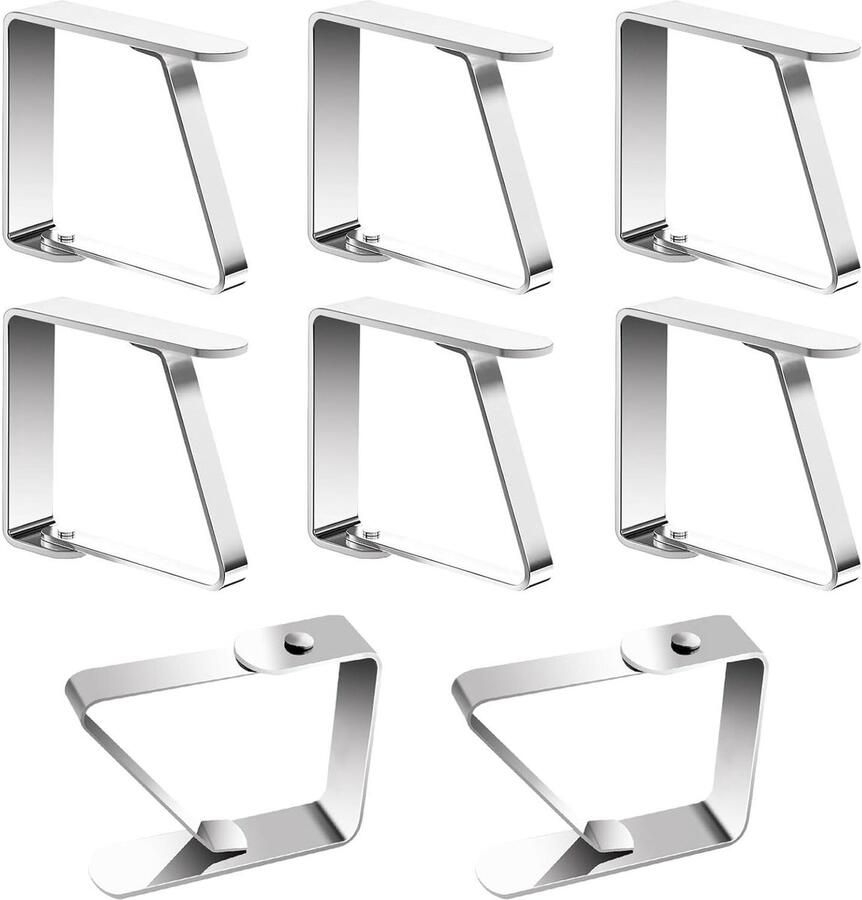 Allecto plus 8 stuks roestvrijstalen tafelkleedklemmen verstelbaar en flexibel voor binnen en buiten gebruik tafels tuintafel restaurant eettafel Duurzame klemmen