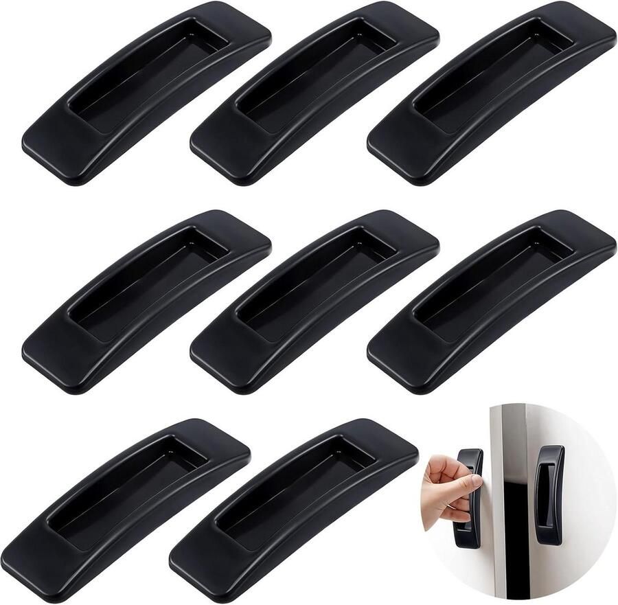 Allecto Plus: 8 stuks zelfklevende handvatten voor kasten en lades Keuken push-pull deurgrepen Geen boor nodig ABS kunststof Hulpopeningsknop voor scherm raam meubels kledingkasten glazen schuifdeuren