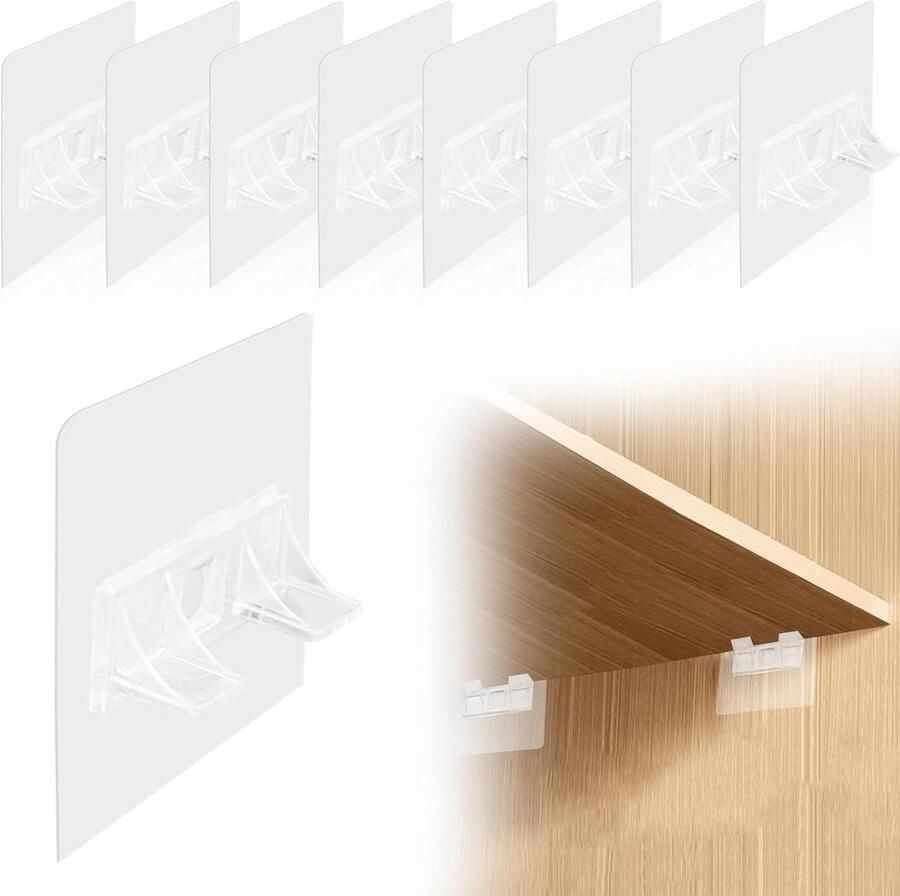 Allecto plus 8 stuks zelfklevende plankbeugels zonder pons gaten voor keukenkasten en boekenplanken