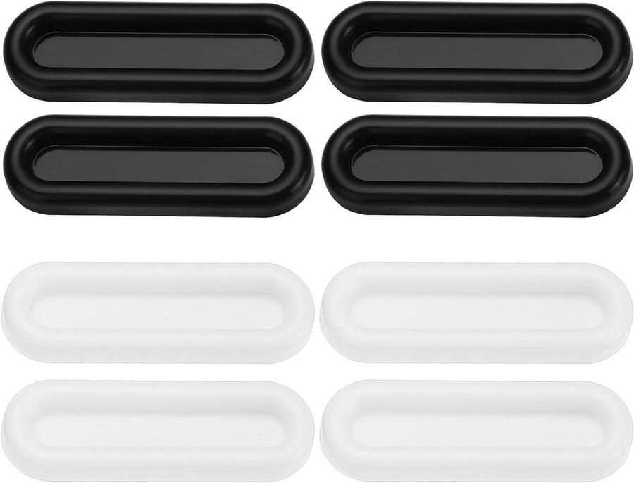 Allecto Plus 8 stuks zelfklevende schuifdeurgrepen voor badkamer en kledingkast zwart en wit