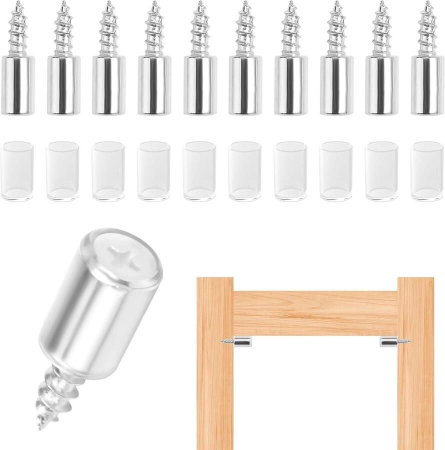 Allecto Plus 80 stuks zelftappende plankdragers Ø7.5mm met rubberen bescherming Stalen basis Meubelkasten Boekenkast Plankhouder met schroeven