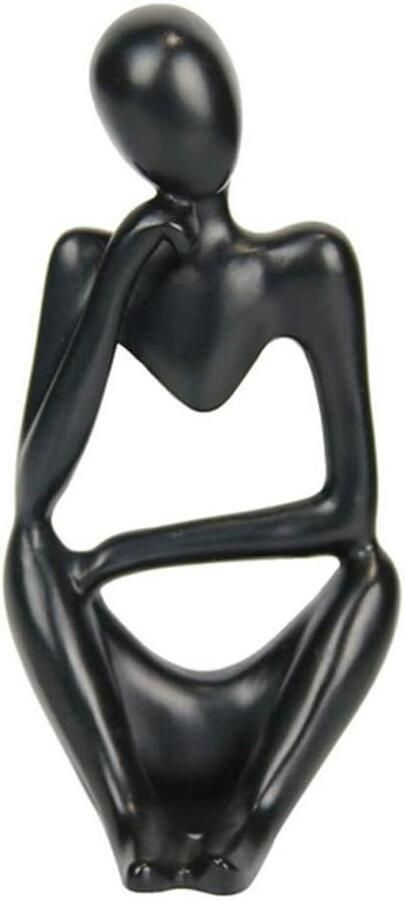 Allecto Plus Abstract sculptuur standbeeld Denker figuur decoratie voor thuis en kantoor Collectible beeld Zwarte decoratie rechts Tafel en bibliotheek accentpiece