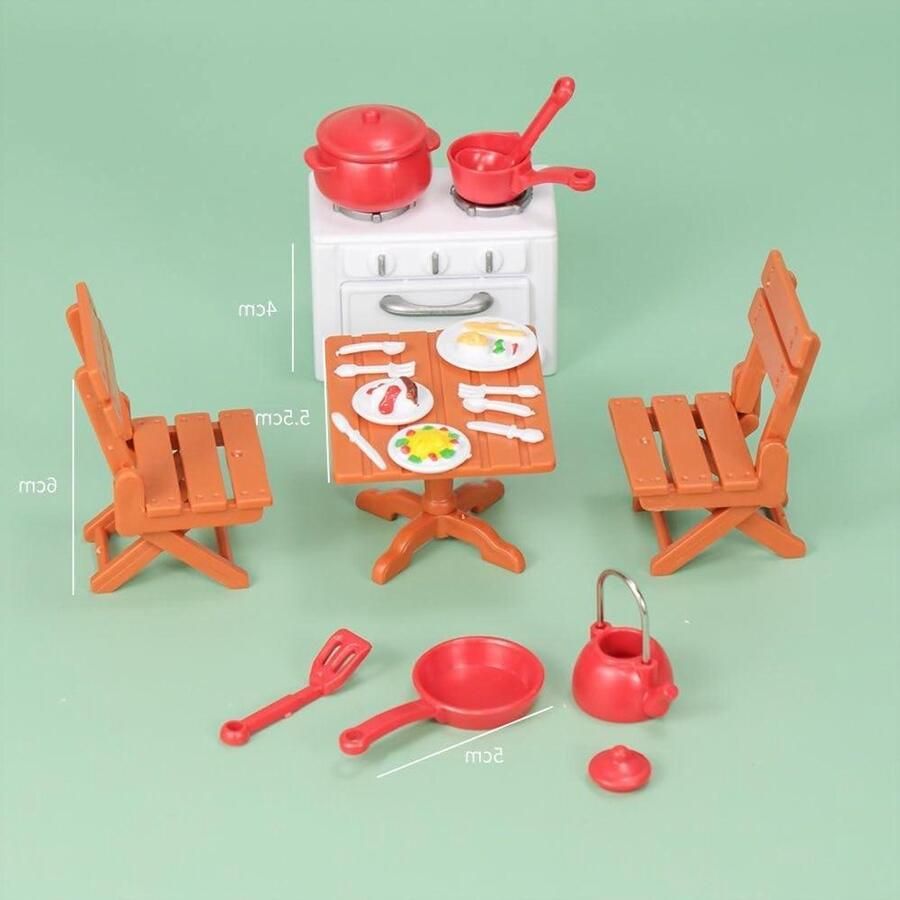 Allecto plus Accessoires miniatuurpoppenhuis Tafel en Stoelen Set theebekers