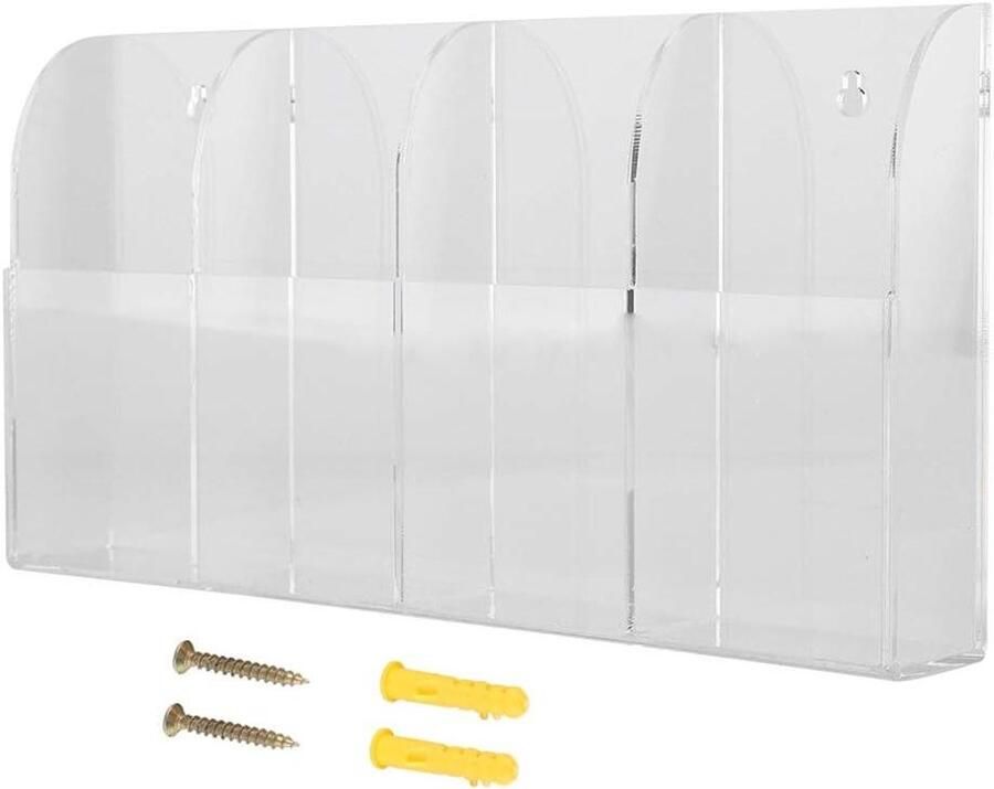 Allecto Plus Acryl Afstandsbediening Houder met 4 Roosters voor Bureau Tafel Nachtkastje Transparant Organizer voor Airconditioner Stereo TV Muurbevestiging Opbergdoos Woonkamer Handig en Stijlvol Accessoire