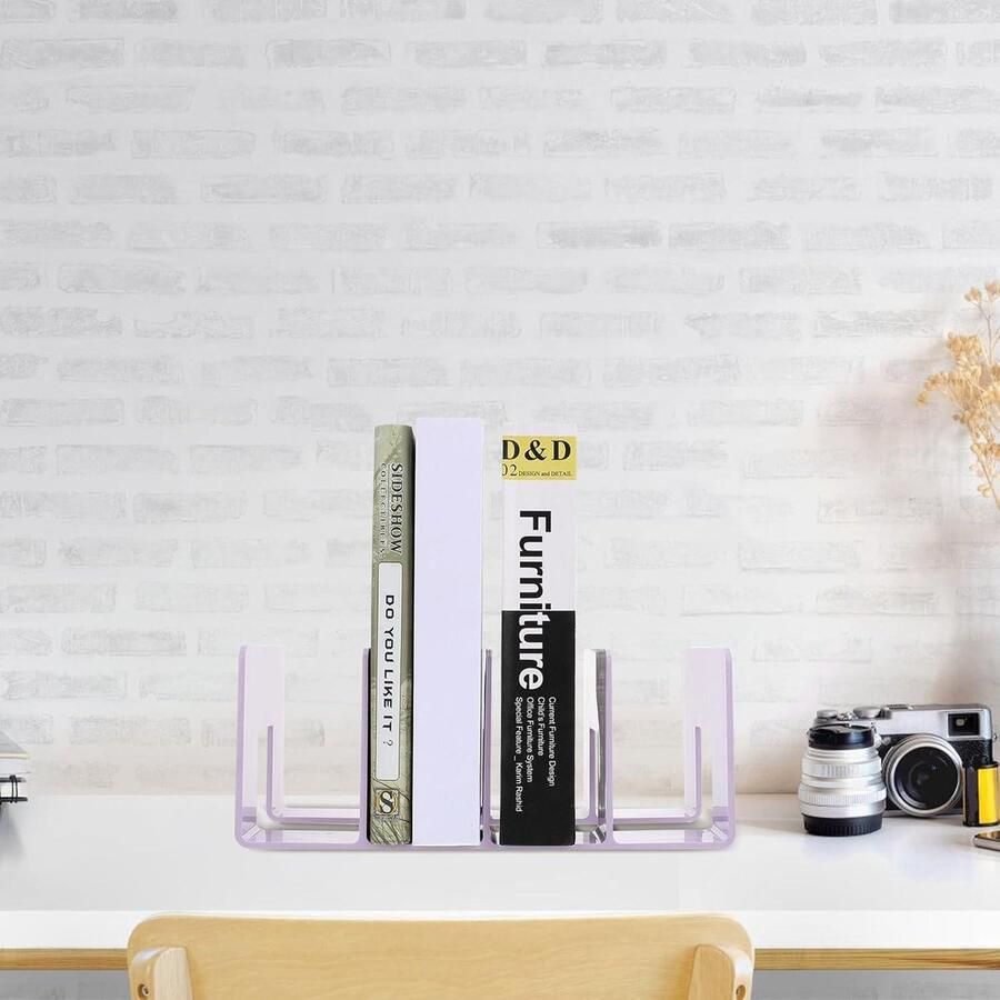 Allecto Plus Acryl Boekenrek Desktop Organizer voor mappen en kantooraccessoires Duurzaam en Gevoelig Opbergladen Boekensteun voor Tafel 1 Stuk