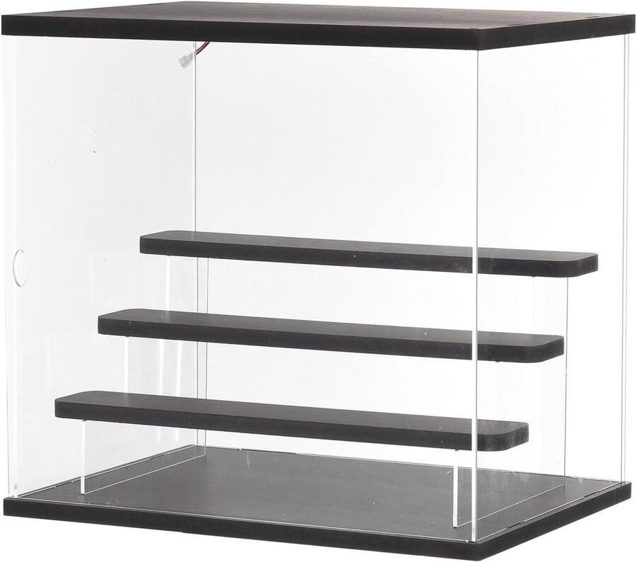 Allecto plus Acryl display etui met ledlicht stofdichte vitrine montagekubussen Voor verzamelstukken en actiefiguren Zwart 12 6 x 9 45 x 11 81 cm Praktisch en stijlvol display-oplossing