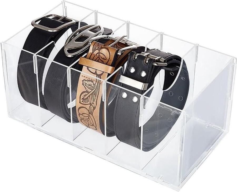 Allecto plus Acryl organizer met 5 vakken voor stropdassen en vlinderdassen Transparante opbergdoos voor kledingkast Horlogeopbergdoos met rechthoekige opening