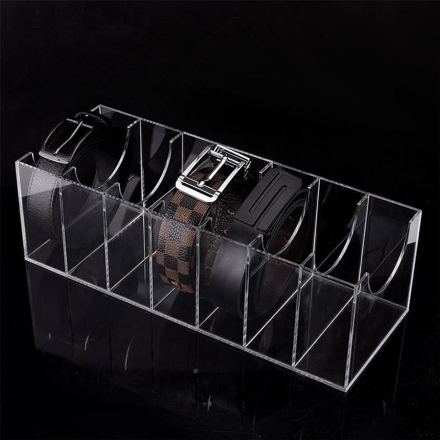 Allecto plus Acryl riem organizer met 7 compartimenten voor opslag van stropdassen horloges en meer Transparante vitrine voor het organiseren van sieraden en accessoires 37 5 x 14 x 12 cm