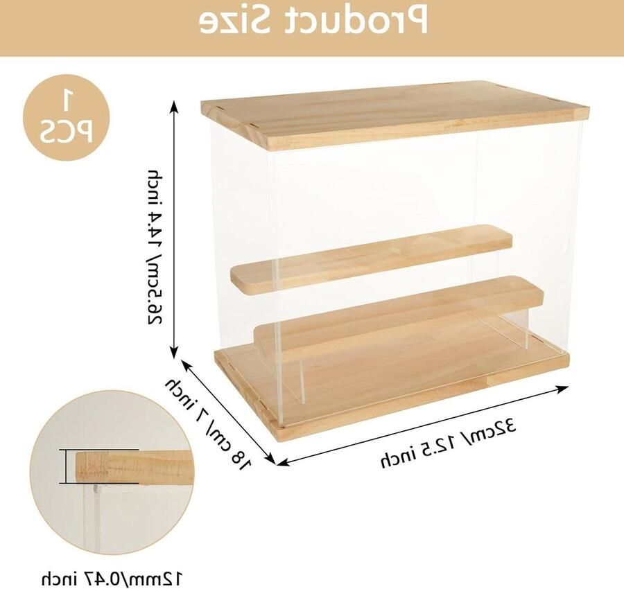 Allecto Plus Acryl vitrine 32 x 18 x 265 cm plexiglas box transparante showcase met 3 niveaus opbergdoos voor model verzamelstukken stevig materiaal