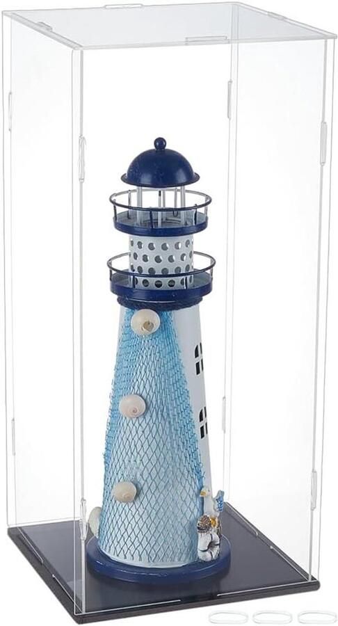 Allecto plus Acryl vitrine display box 16 4 x 16 4 x 36 9 cm Transparant Geschikt voor Minifiguren Collecties