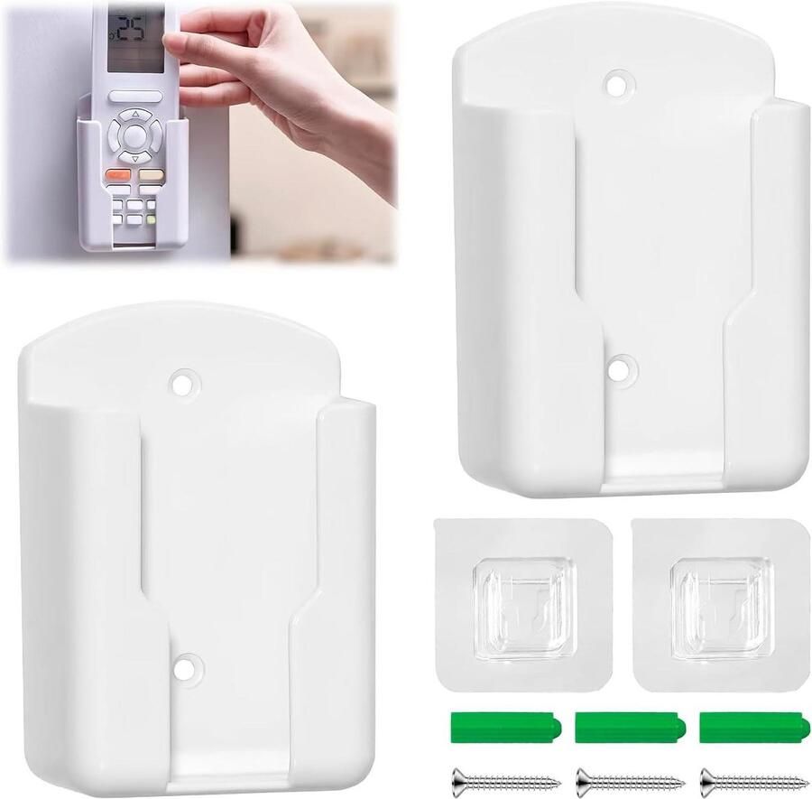 Allecto Plus Afstandsbedieninghouders voor Wand Set van 2 Inclusief Stickers en Schroeven Binnenmaat 63mm x 30mm x 100mm