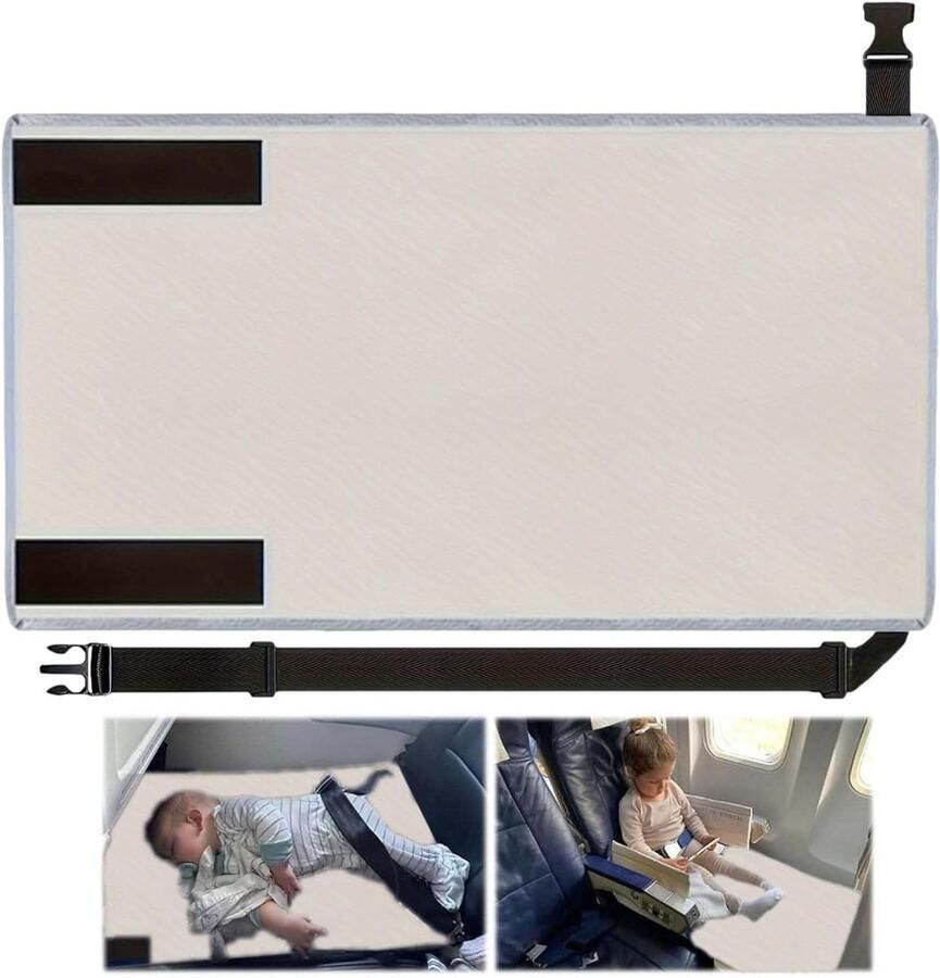 Allecto Plus Airplane Voetensteun Hangmat 79 x 44 cm Grijs Ideaal voor Reizen en Comfortabele Voetsteun Opvouwbare Vliegtuig Voetensteun