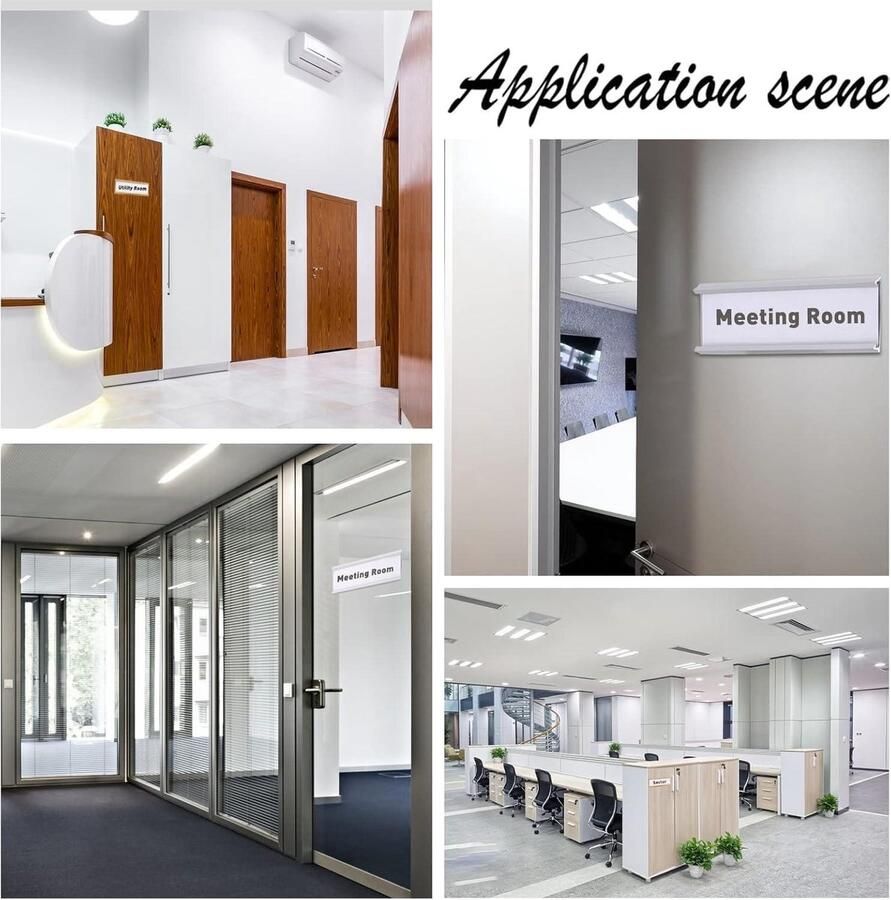 Allecto plus Aluminium Bureau Naam Plaat Houder 6 Sets Zelfklevende Muur Mount Teken Houder voor Kantoor en Thuisgebruik met Supermarkt en Bakkerij Decoratie 18x6 cm