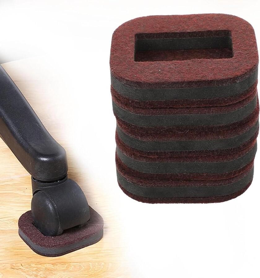 Allecto Plus Anti-loopmat rolstoelen vilten stoelvoethoezen vloerbeschermers 5 stuks bruin. Beschermt vloer tegen krassen en lawaai ideaal voor thuis en kantoor