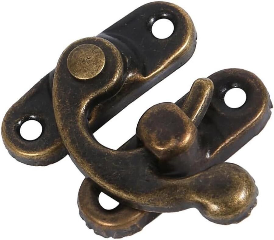 Allecto plus Antieke haakhaken voor kast en sieradenkistje 12 stuks vintage ijzeren kunst met schroeven en haaksluiting bronskleurig